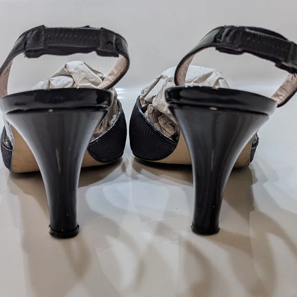 Amalfi Nordstrom Black Tuxedo Slingback Heels - Picture 5 of 10